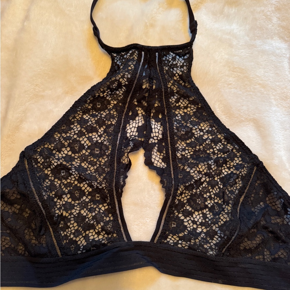 Victoria's Secret Black Lace Halter Bralette